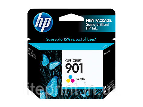 Оригінальний струменевий кольоровий картридж HP — 901, Cyan, Magenta, Yellow