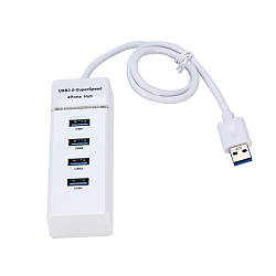 Концентратор USB HUB хаб 3.0 Dellta 303 на 4 порти білий (3844)