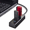 Концентратор USB HUB хаб 3.0 Dellta 303 на 4 порти чорний (3844), фото 6