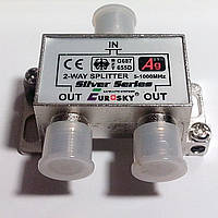 Делитель на 2 - 2WAY SPLITTER 5-1000MHz Eurosky + 3 F56 разъема.