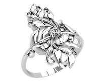 Кольцо женское серебряное Флора
