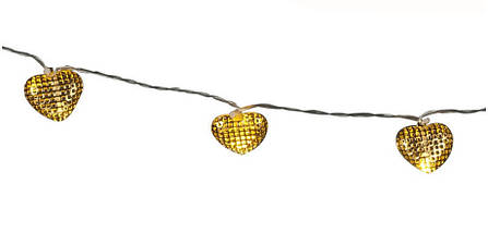 Новорічна гірлянда "Серця" 10 LED, Білий теплий світло, що на пальчикових батарейках, фото 3