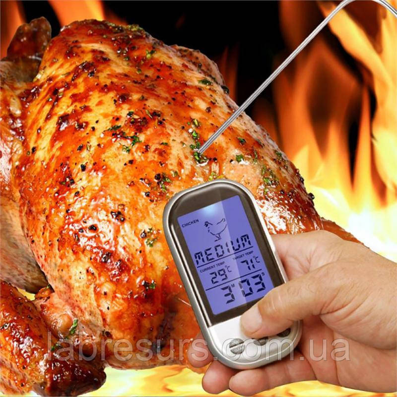 Бездротовий термометр (до 30 м) з щупом для приготування їжі YB414-SZ (0 до +250 °С) З ф-їй Будильни