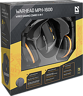 Ігровий набір Defender Warhead MPH-1600 чорний,миша+гарнітура+килим