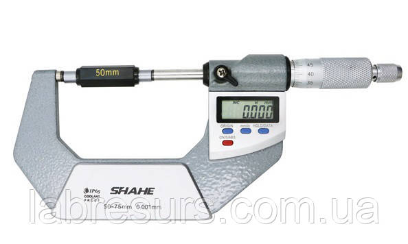 Мікрометр цифровий Shahe 50-75mm / 0-1"0.001 (5203-75) в водозащищенном металевому корпусі IP 65