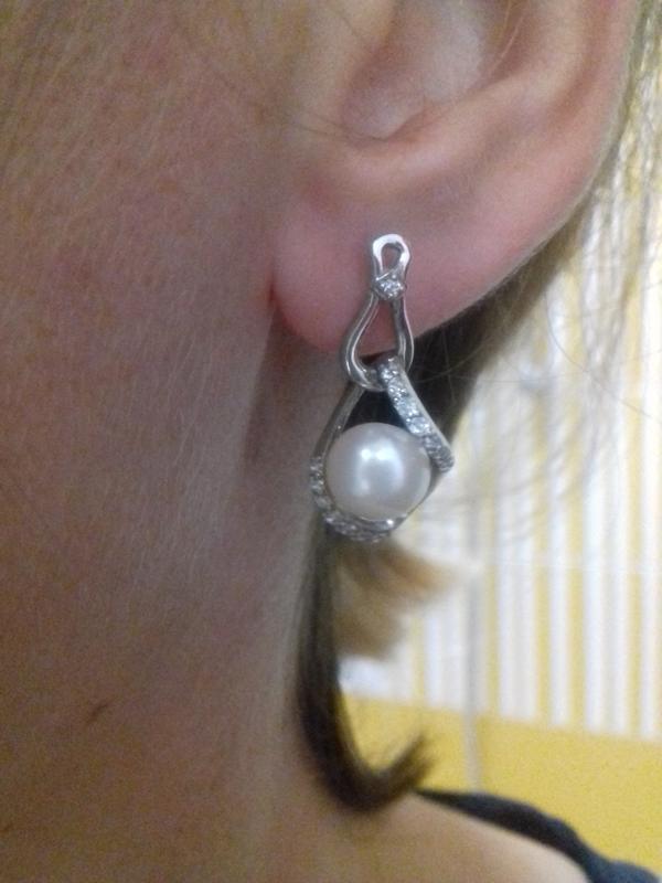 Срібний набір з перлинкою, фото 1