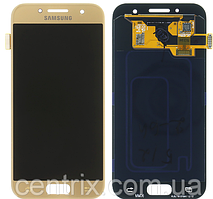 Дисплей (екран) для Samsung A320F Galaxy A3 (2017) + тачскрін, золотистий, Gold Sand, оригінал