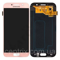 Дисплей (экран) для Samsung A520F Galaxy A5 (2017) + тачскрин, розовый, Rose Gold, оригинал