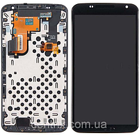 Дисплей (екран) для Motorola XT1100 Nexus 6 Google, XT1103 + тачскрін, чорний, з передньою панеллю
