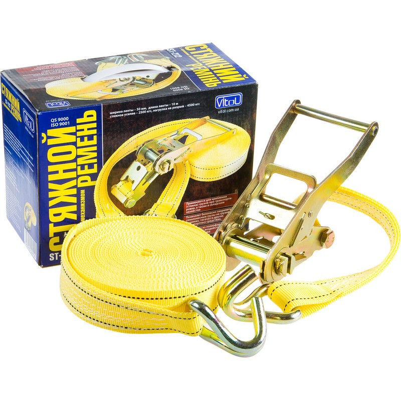 Стяжний ремінь 5 т 10 м Vitol ST212-10YL, фото 1