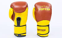 Перчатки боксерские кожаные на липучке TOP TEN (р-р 10-12oz, коричневый)