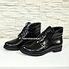 Черевики жіночі лакові на невисокому каблуці, фото 4