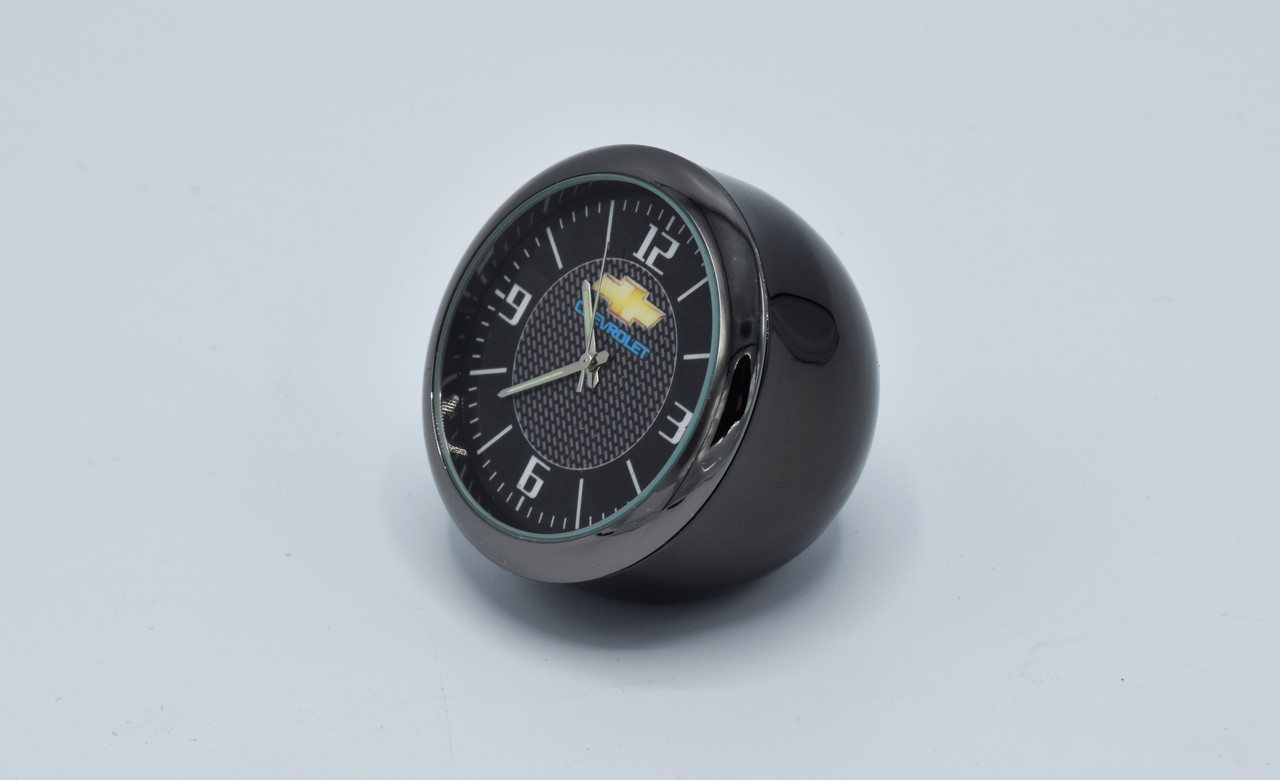 Годинник в автомобіль Vehicle clock Chevrolet, хром/круглі автомобільні годинники з маркою авто Шевроле