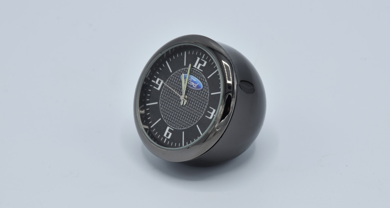 Годинник в автомобіль Vehicle clock Ford, хром/круглі автомобільні годинники з маркою авто Форд подарунок