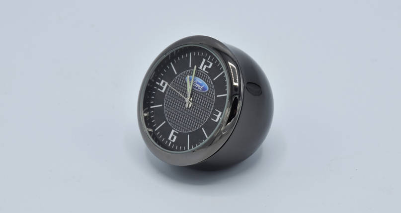 Годинник в автомобіль Vehicle clock Ford, хром/круглі автомобільні годинники з маркою авто Форд подарунок, фото 2