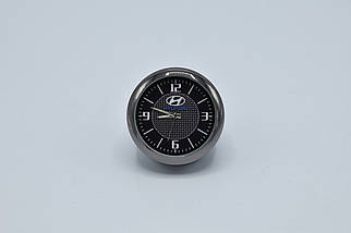 Годинник в автомобіль Vehicle clock Hyundai, хром/круглі автомобільні годинники з маркою авто в подарунок, фото 2