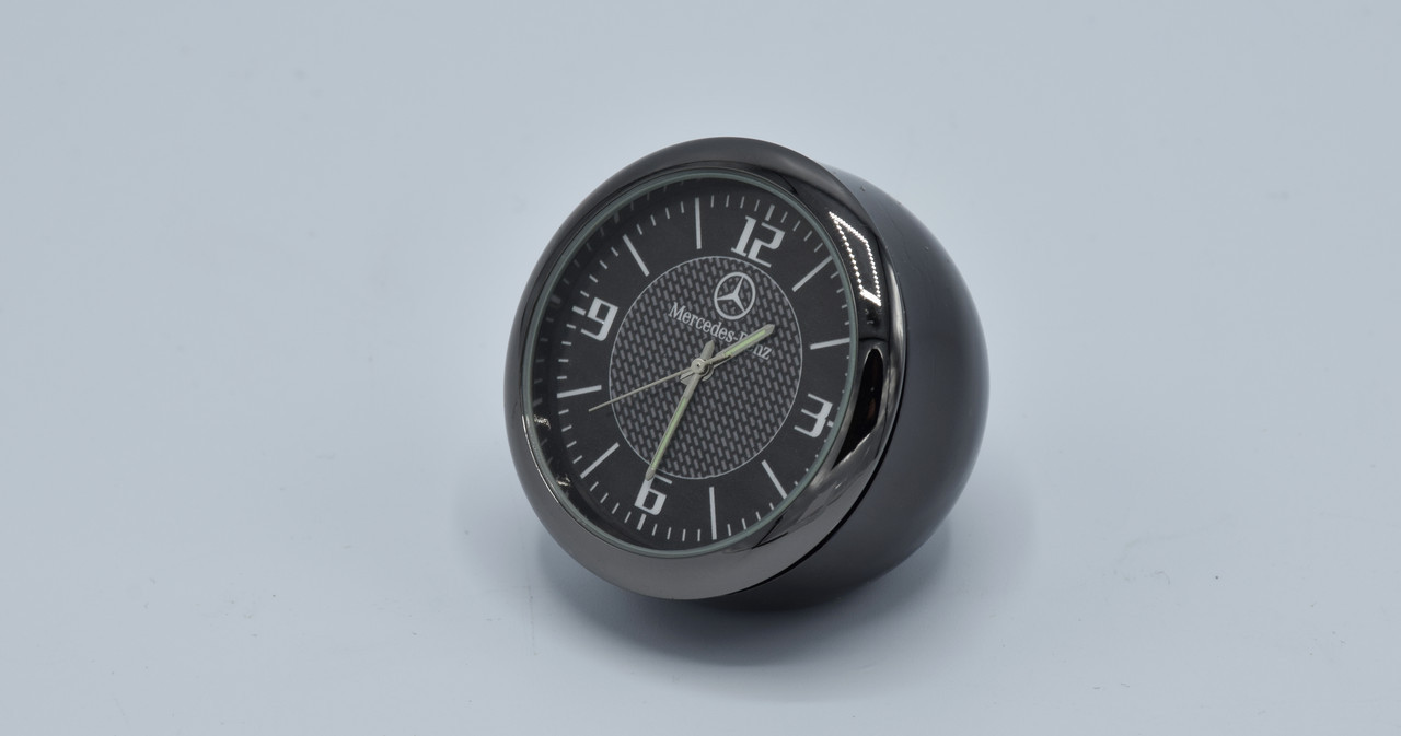 Годинник в автомобіль Vehicle clock Mercedes, хром/круглі автомобільні годинники з маркою авто Мерседес