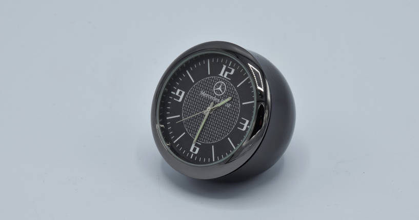 Годинник в автомобіль Vehicle clock Mercedes, хром/круглі автомобільні годинники з маркою авто Мерседес, фото 2