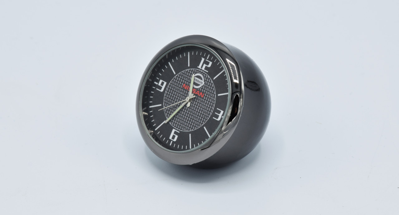 Годинник в автомобіль Vehicle clock Nissan, хром/круглі автомобільні годинники з маркою авто в Нісан подарунок, фото 1