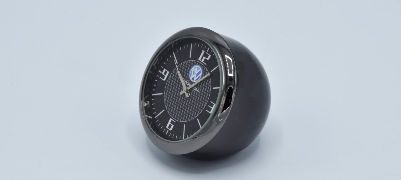 Годинник в автомобіль Vehicle clock Volkswagen, хром/круглі автомобільні годинники з маркою авто Фольцваген