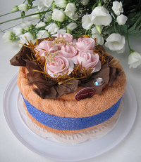 Рушник-тортик "Англійські троянди рожеві", фото 2