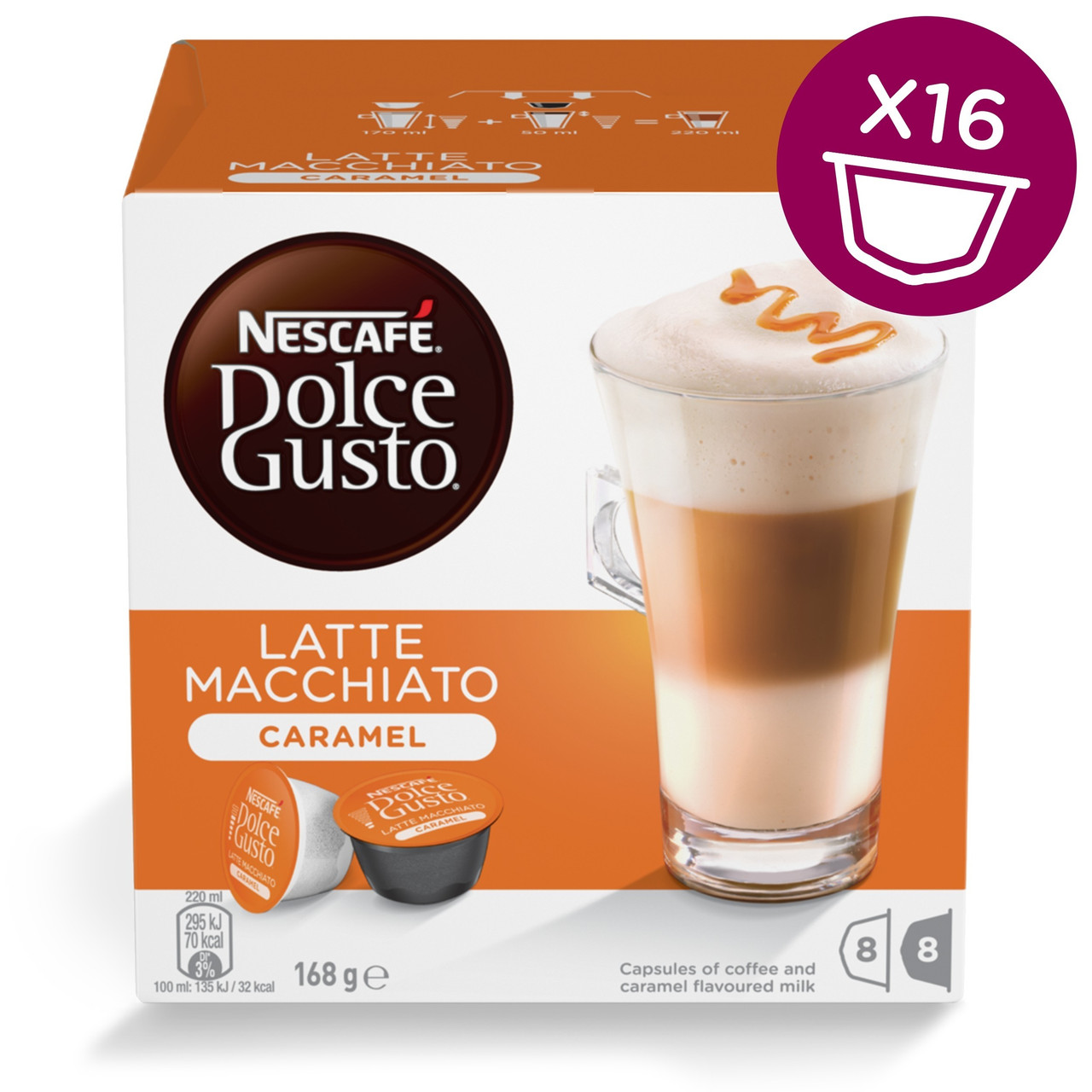 Уценка!!! Кава в капсулах NESCAFE Dolce Gusto Latte Macchiato Caramel 16 шт. (Нескафе Дольче Густо Карамель)