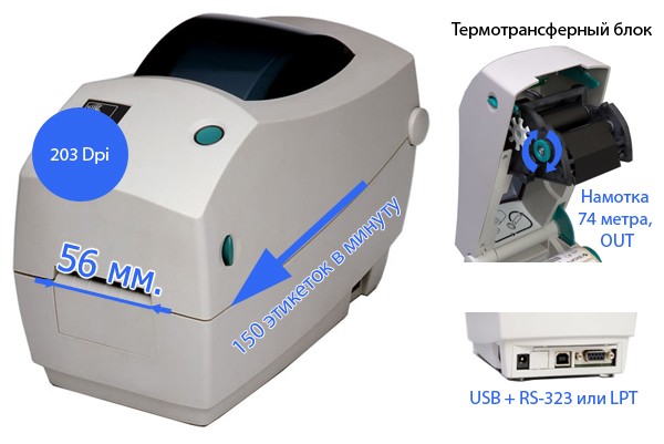 Принтер этикеток Zebra TLP 2824 Plus - фото 2 - id-p6130294