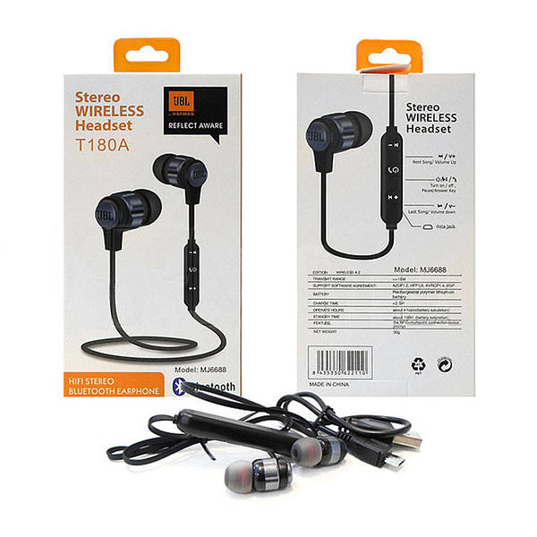 Jbl stereo wireless headset t180a best sale