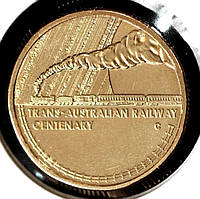 Монета Австралии 1 доллар 2017 г. Серия "Война рядом с домом" Железная дорога Австралии. Паровоз