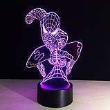 Світильник 3D людина Павук, Дизайнерські 3D-світильники, Подарунок хлопчику, Подарунок для дітей хлопчиків, фото 2