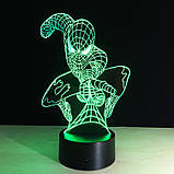 Світильник 3D людина Павук, Дизайнерські 3D світильники, Подарунок хлопчикові, Подарунок для дітей хлопчиків, фото 4