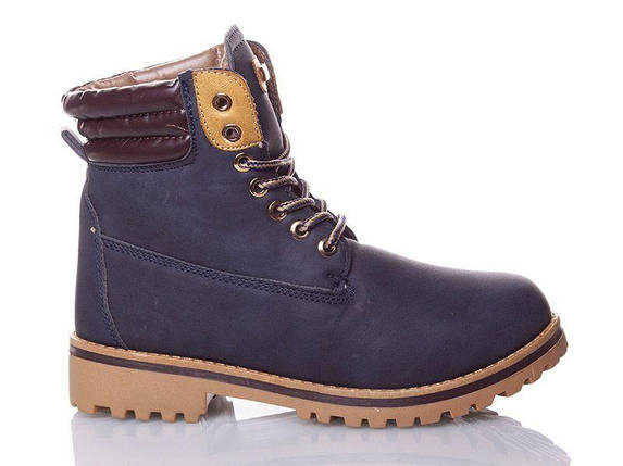 Черевики зимові на шнурівці в стилі Timberland темносині, фото 2