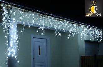 Новорічна гірлянда Бахрома 500 LED, Білий холодний світ 22,5 W, 24 м + Нічний датчик, фото 3