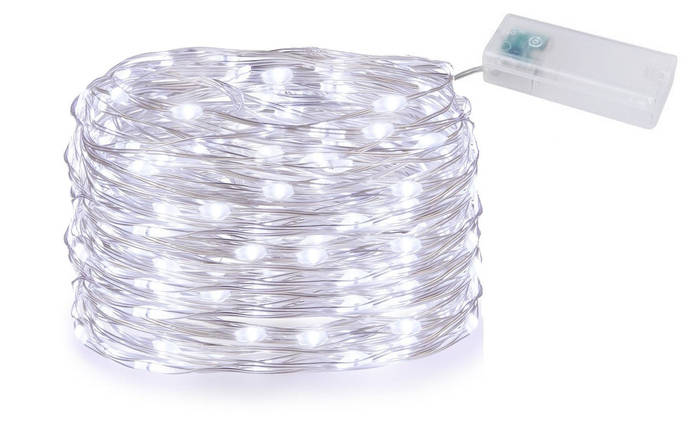 Новорічна гірлянда 50 LED, На прозорому проводі, Білий холодний світ,5м, фото 2