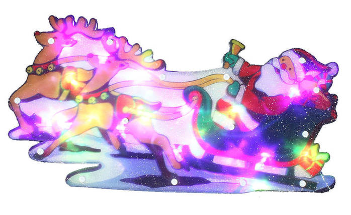 Новорічна скульптура "Дід Мороз і сани" 24 LED, фото 1