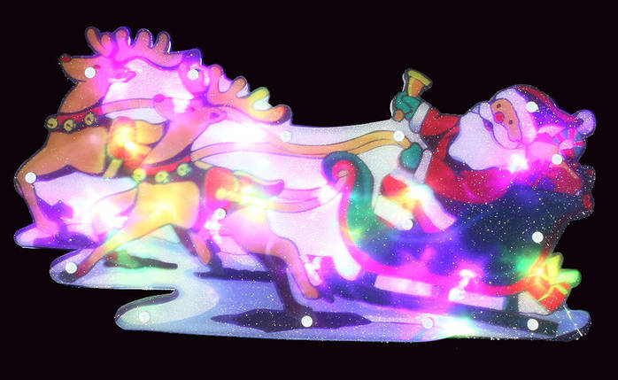 Новорічна скульптура "Дід Мороз і сани" 24 LED, фото 3