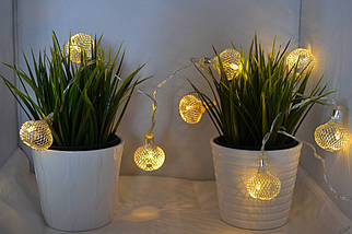 Новорічна гірлянда "Кулі" 8 LED, Білий теплий світло, фото 3