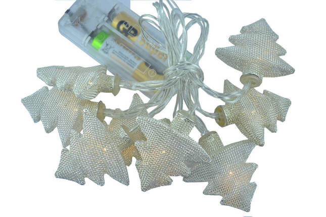 Новорічна гірлянда "Ялинки" 8 LED, Білий теплий світло, що на пальчикових батарейках, фото 2