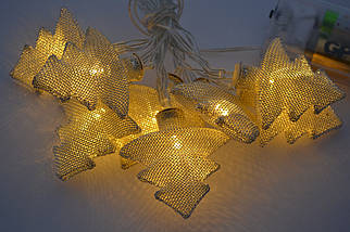 Новорічна гірлянда "Ялинки" 8 LED, Білий теплий світло, що на пальчикових батарейках, фото 3