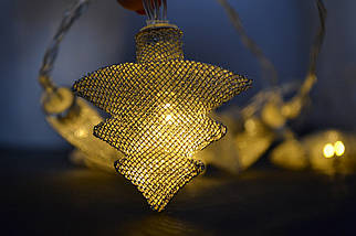 Новорічна гірлянда "Ялинки" 8 LED, Білий теплий світло, що на пальчикових батарейках, фото 2