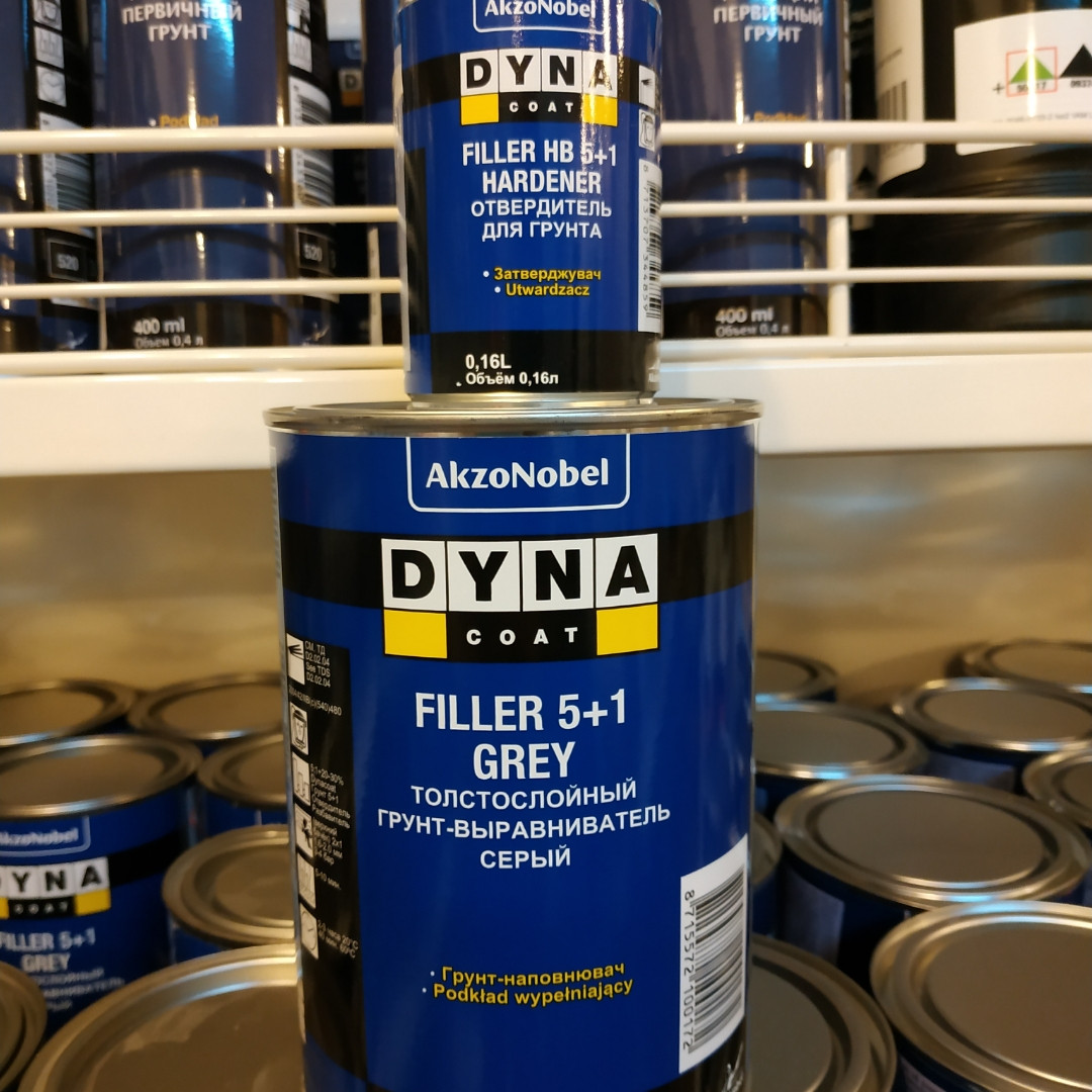 Ґрунт автомобільний Dyna Coat Filler Hard 5+1 Grey Set 1 л, фото 1