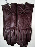 Шкіряні жіночі рукавички колір коричневий 8.5