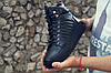 Чоловічі шкіряні черевики хайтопи на хутрі чорні, фото 2
