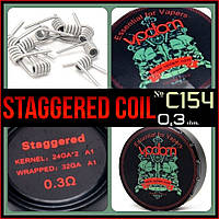 C154 Vpdam Staggered Prebuilt Coil 0.3 ohm. Kanthal A1. Оригинал. Готовая спираль.