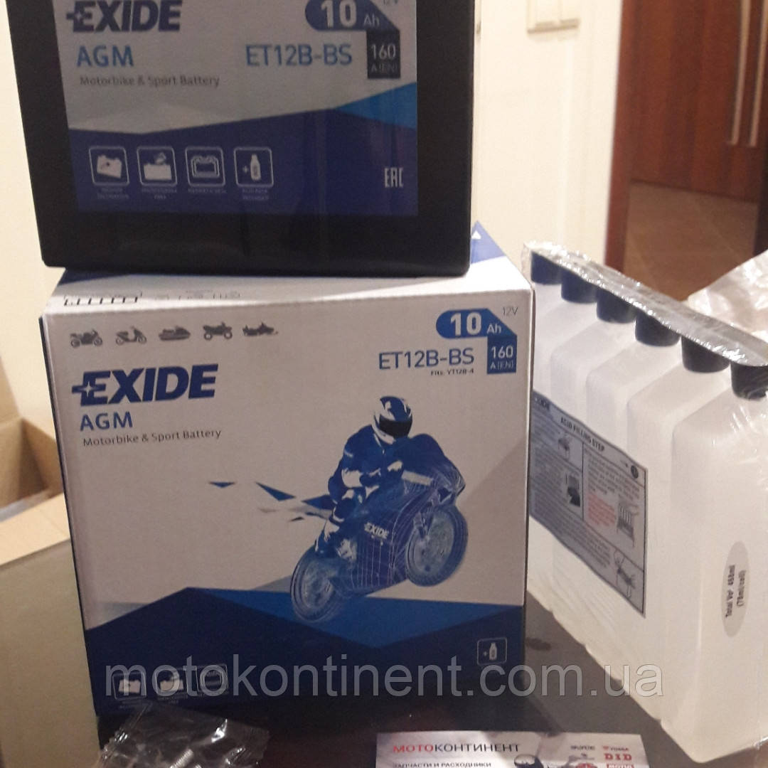 Аккумулятор для мотоцикла гелевый EXIDE ET12B-BS = YT12B-BS 10Ah 150x70x130 - фото 1 - id-p254374199