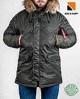 Куртка парку чоловіча Olymp Аляска N-3B, Slim Fit, Color: Khaki