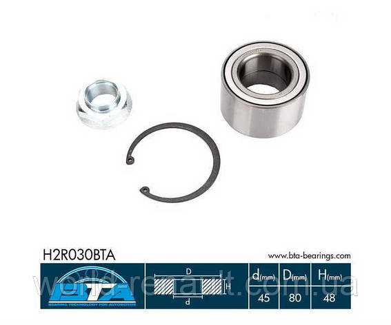 Комплект підшипника задньої маточини на Рено Майстер II/BTA H2R030BTA, фото 1