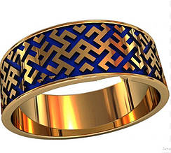 Кільце чоловіча Орнамент срібло 925 + емаль