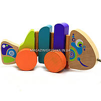Дитяча дерев'яна каталка рибка-каталка 13630 Cubika (Кубики). Дерев'яні еко іграшки, фото 3