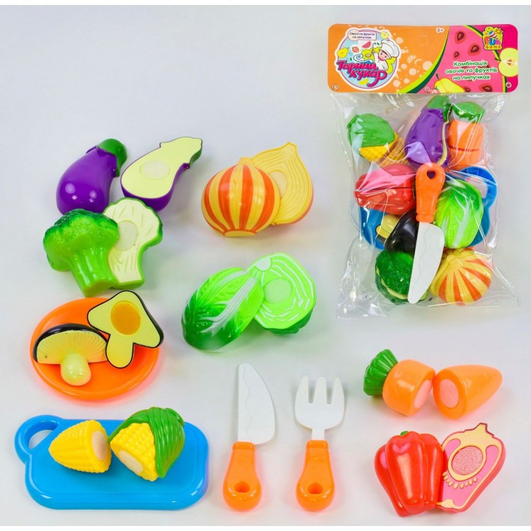 Ігровий набір продукти на липучках 8 овочів, дощечка Fun Game 1033